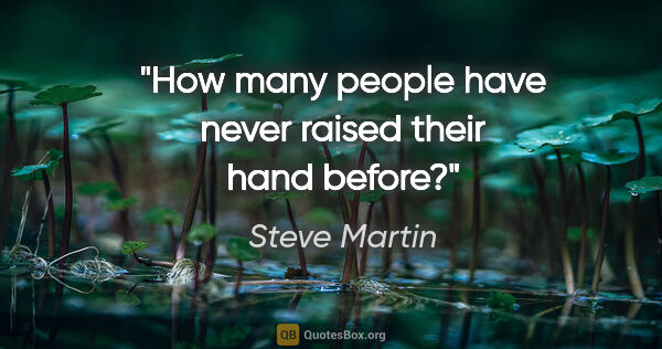 Steve Martin quote: "How many people have never raised their hand before?"