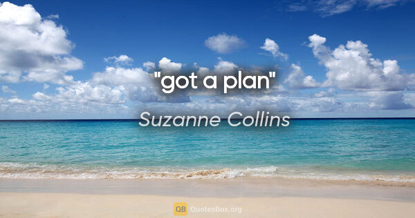 Suzanne Collins quote: "got a plan"