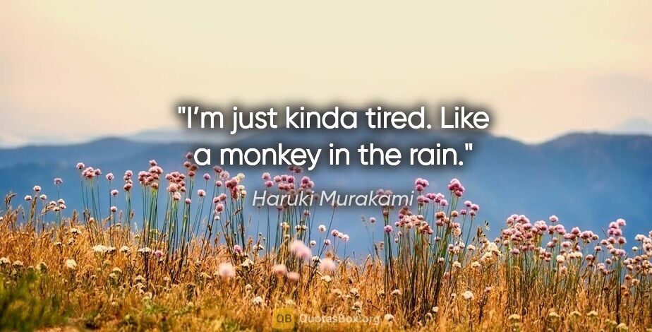 Haruki Murakami quote: "I’m just kinda tired. Like a monkey in the rain."