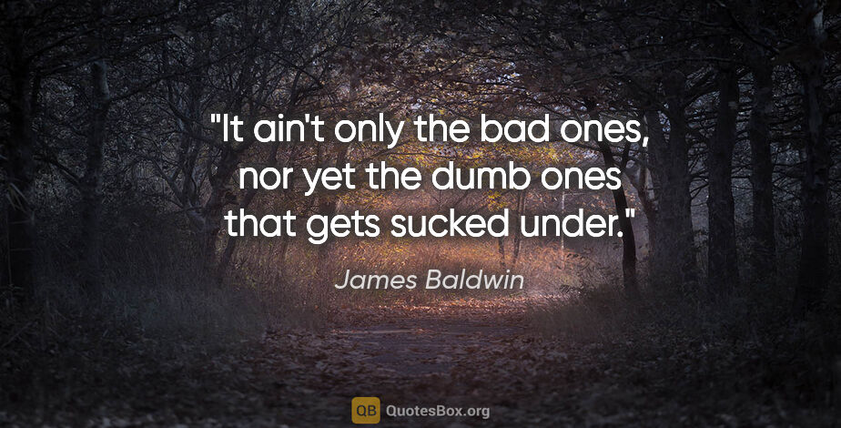 James Baldwin quote: "It ain't only the bad ones, nor yet the dumb ones that gets..."