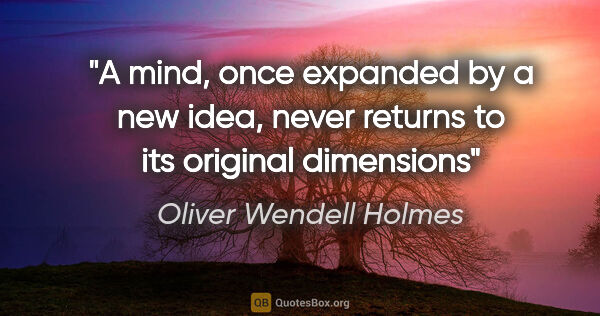 Oliver Wendell Holmes quote: "A mind, once expanded by a new idea, never returns to its..."