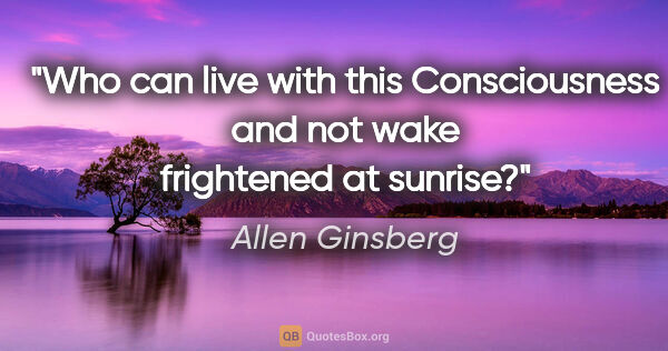 Allen Ginsberg quote: "Who can live with this Consciousness and not wake frightened..."