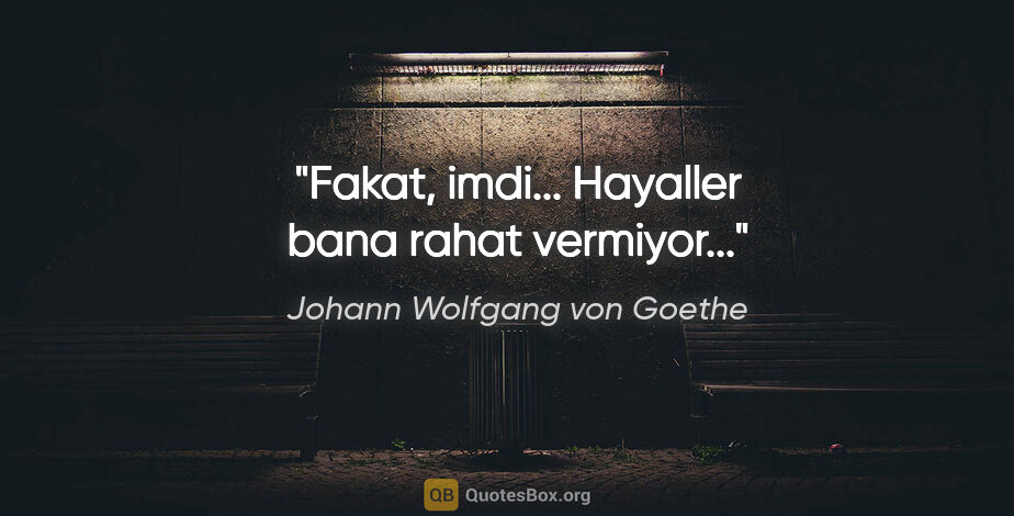 Johann Wolfgang von Goethe quote: "Fakat, imdi... Hayaller bana rahat vermiyor..."