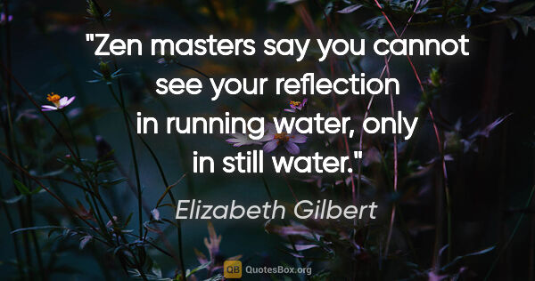 Elizabeth Gilbert quote: "Zen masters say you cannot see your reflection in running..."