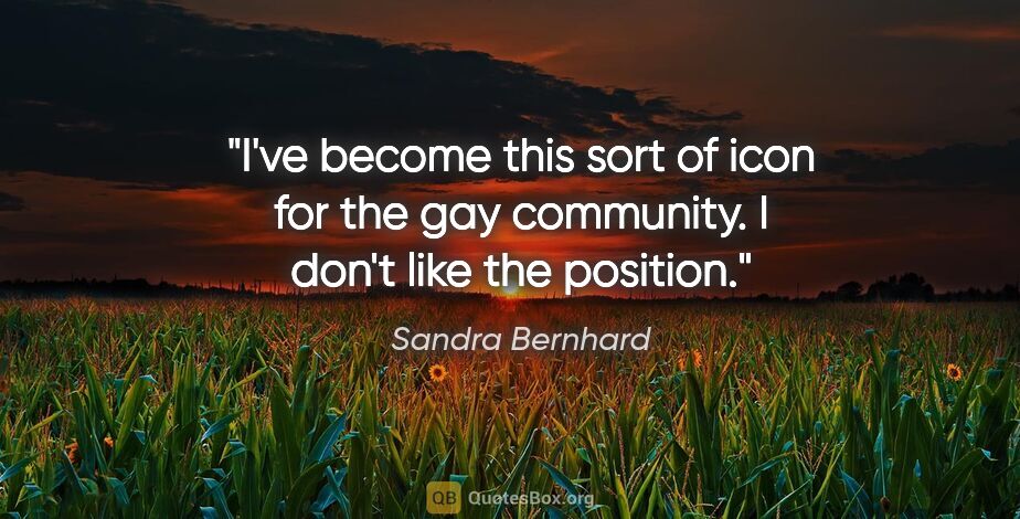 Sandra Bernhard quote: "I've become this sort of icon for the gay community. I don't..."