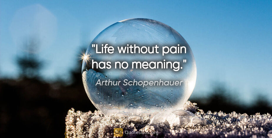 Arthur Schopenhauer quote: "Life without pain has no meaning."