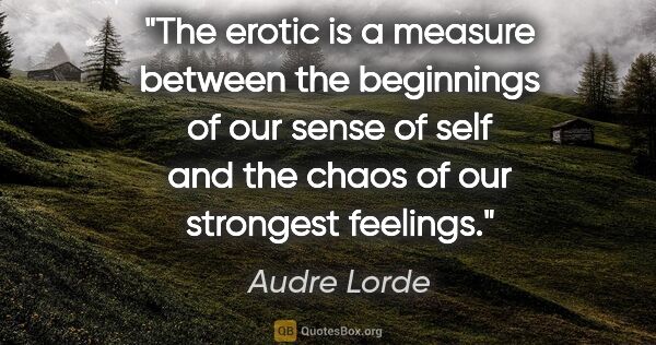 Audre Lorde quote: "The erotic is a measure between the beginnings of our sense of..."