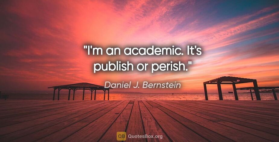 Daniel J. Bernstein quote: "I'm an academic. It's publish or perish."