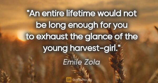 Emile Zola quote: "An entire lifetime would not be long enough for you to exhaust..."