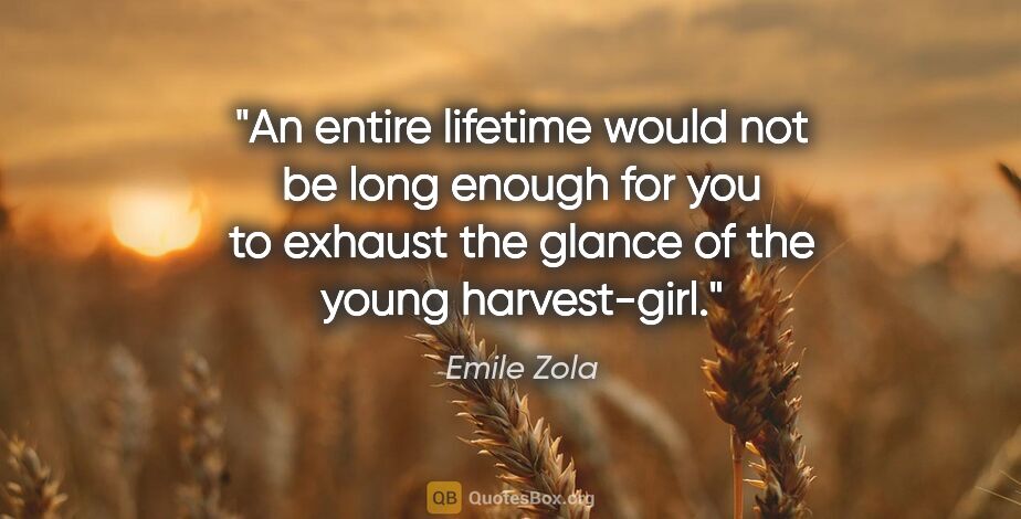Emile Zola quote: "An entire lifetime would not be long enough for you to exhaust..."