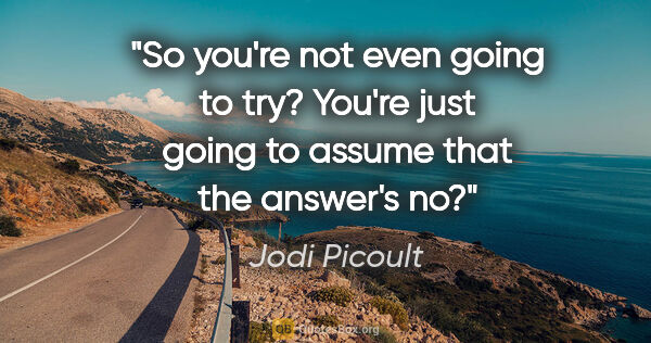 Jodi Picoult quote: "So you're not even going to try? You're just going to assume..."