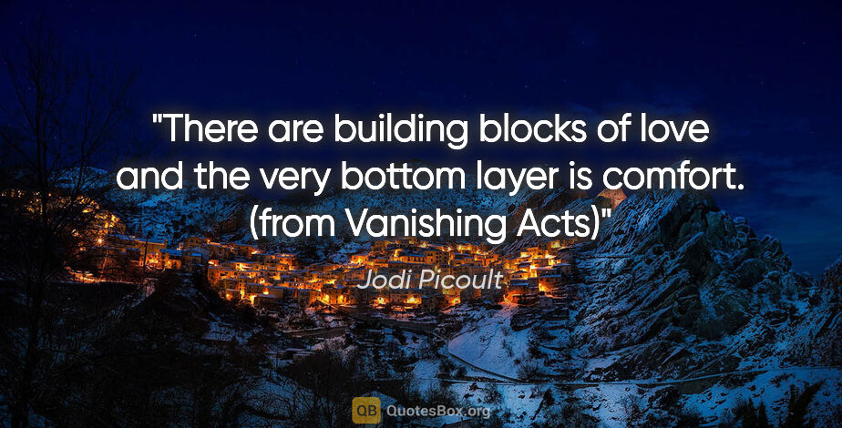 Jodi Picoult quote: "There are building blocks of love and the very bottom layer is..."