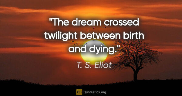 T. S. Eliot quote: "The dream crossed twilight between birth and dying."