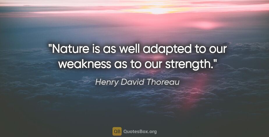 Henry David Thoreau quote: "Nature is as well adapted to our weakness as to our strength."
