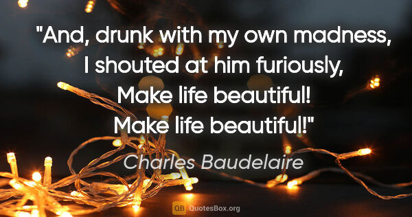 Charles Baudelaire quote: "And, drunk with my own madness, I shouted at him furiously,..."