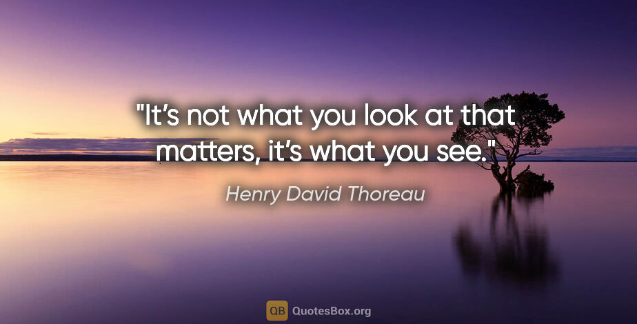 Henry David Thoreau quote: "It’s not what you look at that matters, it’s what you see."