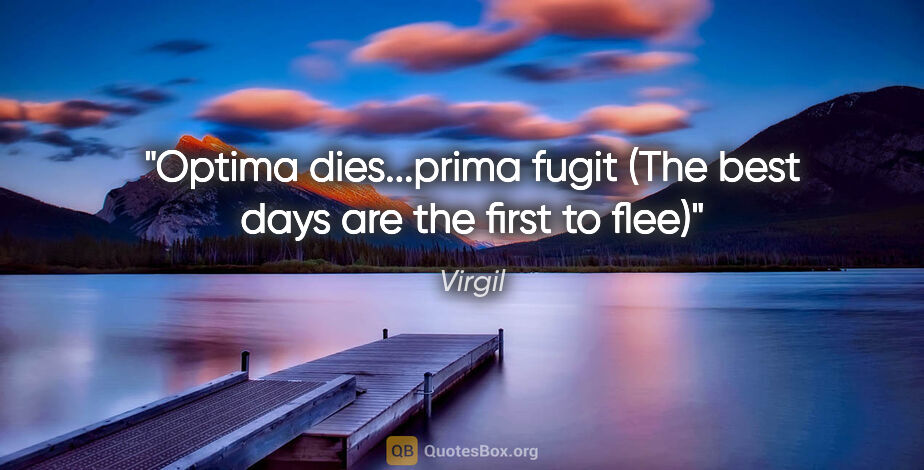 Virgil quote: "Optima dies...prima fugit (The best days are the first to flee)"