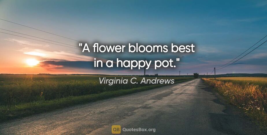 Virginia C. Andrews quote: "A flower blooms best in a happy pot."