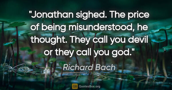 Richard Bach quote: "Jonathan sighed. The price of being misunderstood, he thought...."