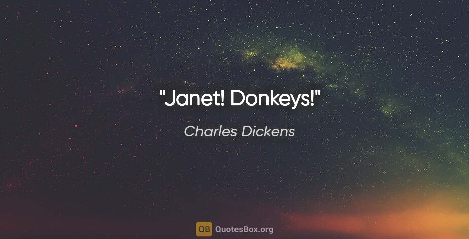 Charles Dickens quote: "Janet! Donkeys!"