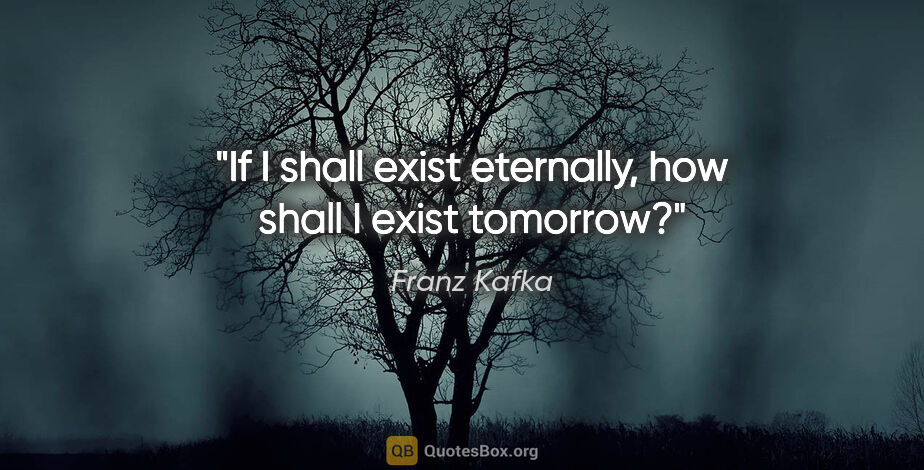 Franz Kafka quote: "If I shall exist eternally, how shall I exist tomorrow?"