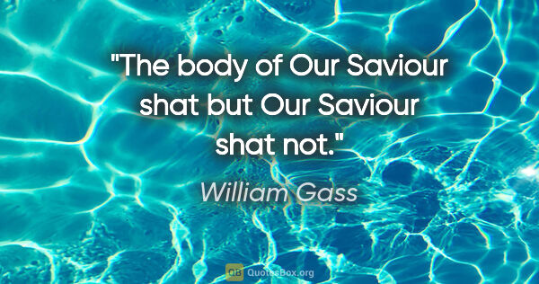 William Gass quote: "The body of Our Saviour shat but Our Saviour shat not."