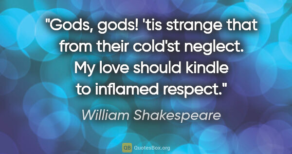 William Shakespeare quote: "Gods, gods! 'tis strange that from their cold'st neglect. My..."