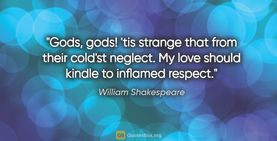William Shakespeare quote: "Gods, gods! 'tis strange that from their cold'st neglect. My..."
