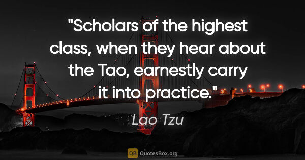 Lao Tzu quote: "Scholars of the highest class, when they hear about the Tao,..."