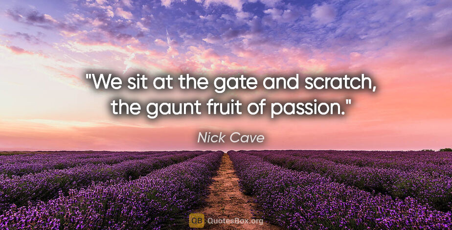 Nick Cave quote: "We sit at the gate and scratch, the gaunt fruit of passion."