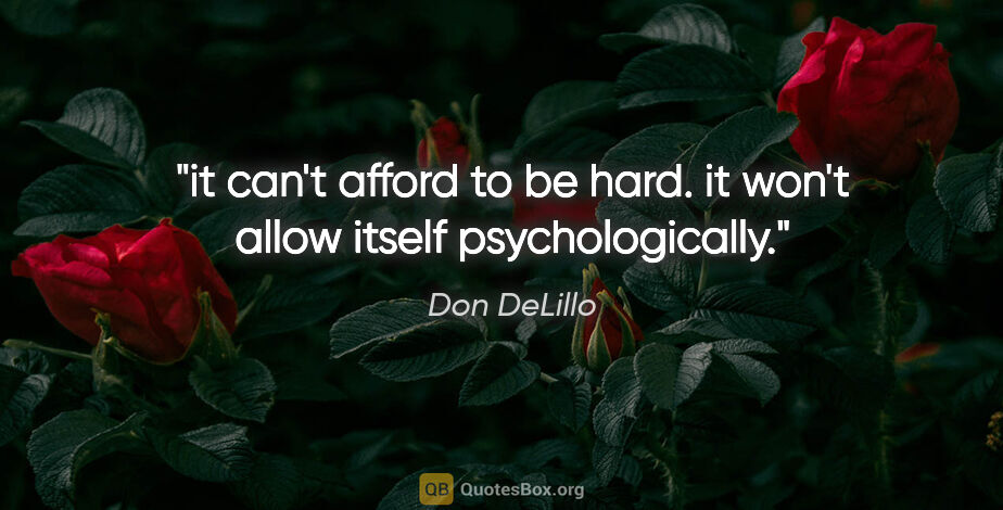 Don DeLillo quote: "it can't afford to be hard. it won't allow itself..."