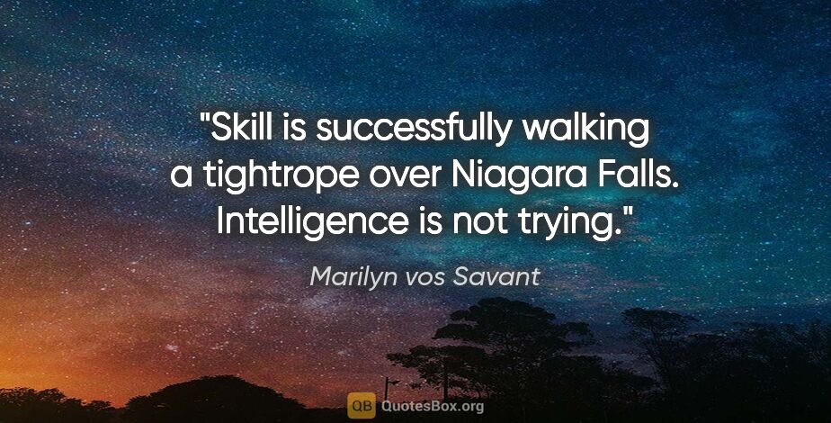 Marilyn vos Savant quote: "Skill is successfully walking a tightrope over Niagara Falls...."