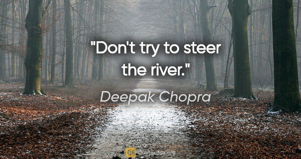 Deepak Chopra quote: "Don't try to steer the river."