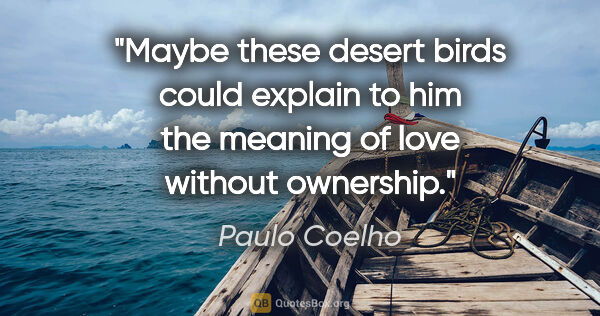 Paulo Coelho quote: "Maybe these desert birds could explain to him the meaning of..."