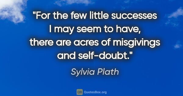 Sylvia Plath quote: "For the few little successes I may seem to have, there are..."