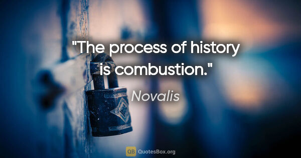 Novalis quote: "The process of history is combustion."