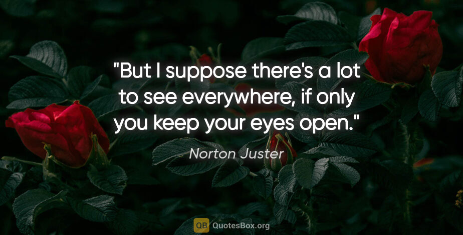 Norton Juster quote: "But I suppose there's a lot to see everywhere, if only you..."