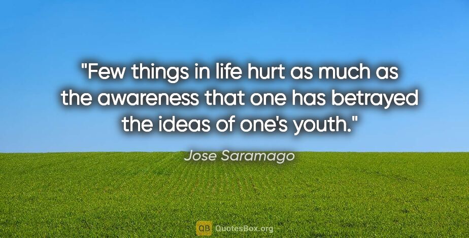 Jose Saramago quote: "Few things in life hurt as much as the awareness that one has..."