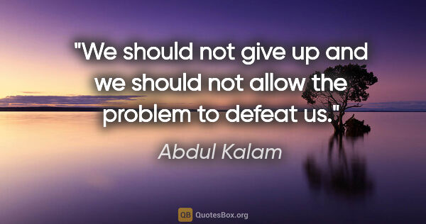 Abdul Kalam quote: "We should not give up and we should not allow the problem to..."