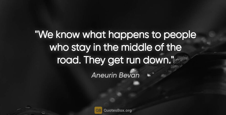 Aneurin Bevan quote: "We know what happens to people who stay in the middle of the..."