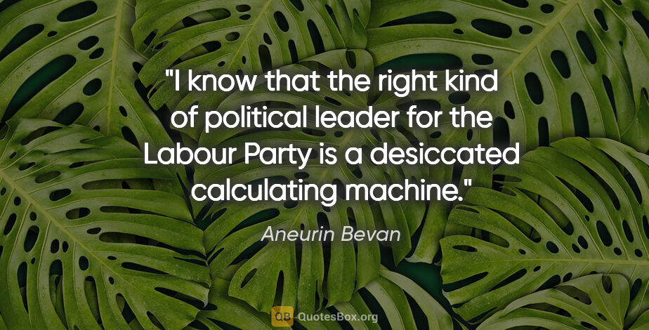 Aneurin Bevan quote: "I know that the right kind of political leader for the Labour..."