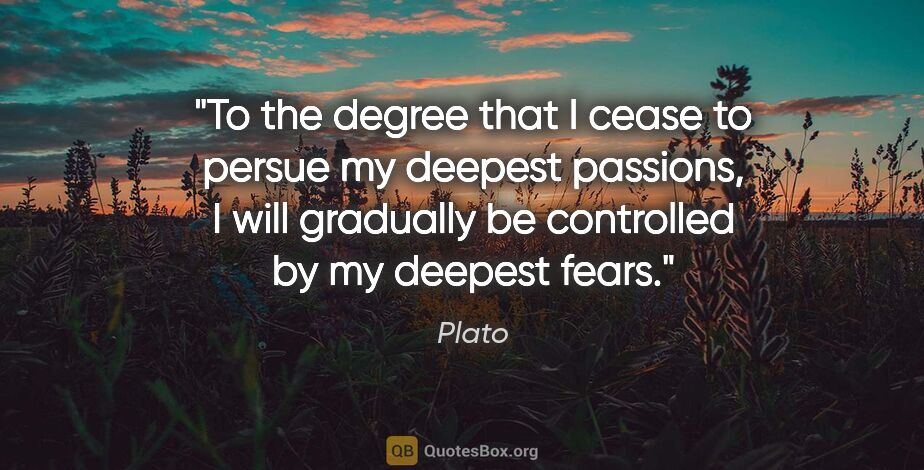 Plato quote: "To the degree that I cease to persue my deepest passions, I..."