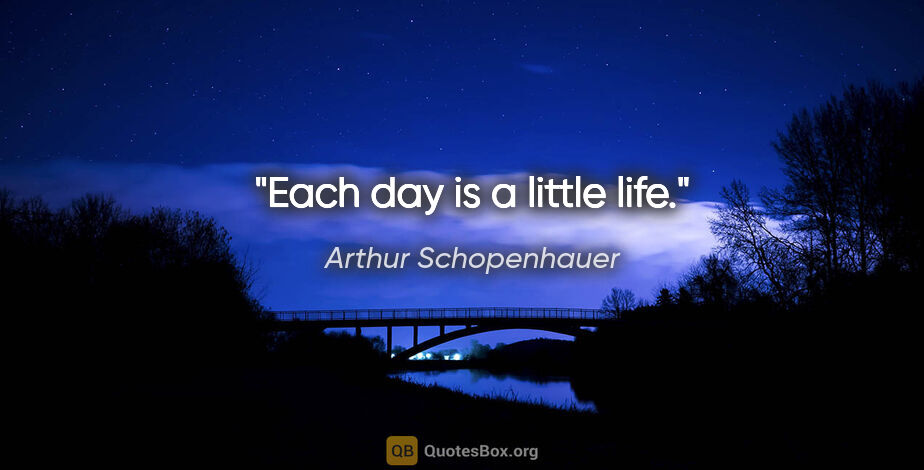 Arthur Schopenhauer quote: "Each day is a little life."