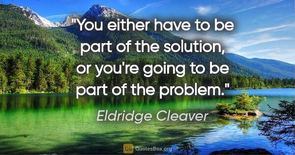 Eldridge Cleaver quote: "You either have to be part of the solution, or you're going to..."