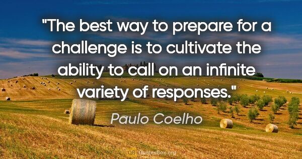 Paulo Coelho quote: "The best way to prepare for a challenge is to cultivate the..."