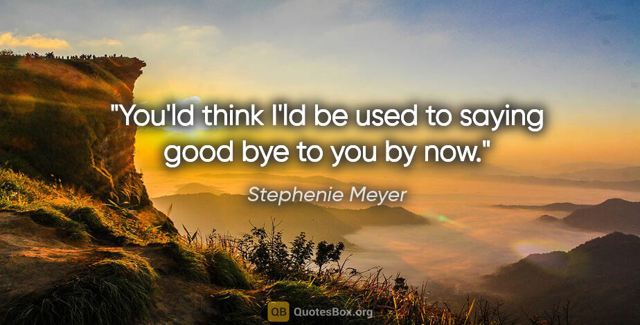 Stephenie Meyer quote: "You'ld think I'ld be used to saying good bye to you by now."