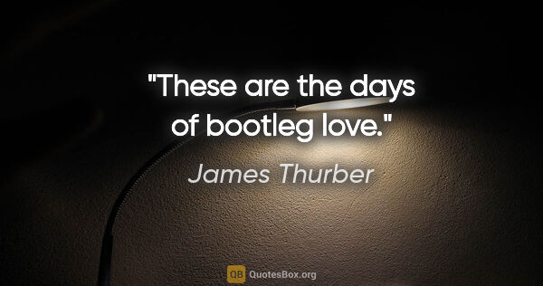 James Thurber quote: "These are the days of bootleg love."