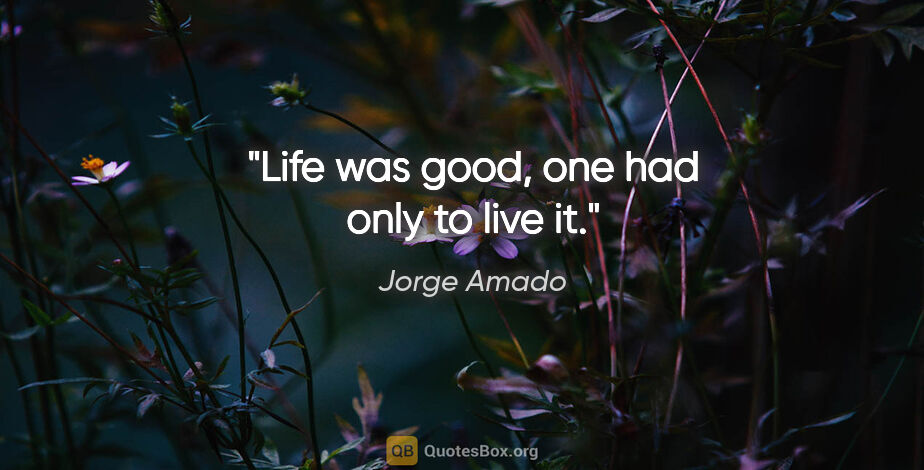 Jorge Amado quote: "Life was good, one had only to live it."
