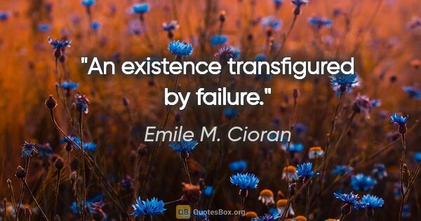 Emile M. Cioran quote: "An existence transfigured by failure."