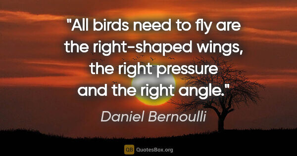 Daniel Bernoulli quote: "All birds need to fly are the right-shaped wings, the right..."